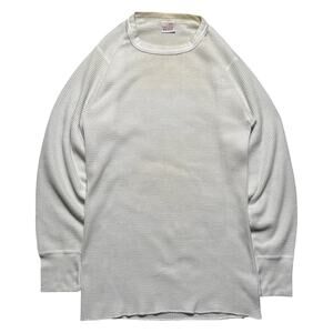 Vintage 90s J E Morgan Thermax White Thermal Mens L Yellowed Grunge Winter